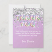 サンキューカードシルバーグリッターレインボーバルーン 招待状 (正面)