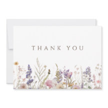 サンキューカードシンプルボホワイルドフラワーホワイト