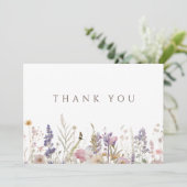 サンキューカードシンプルボホワイルドフラワーホワイト サンキューカード (スタンド正面)