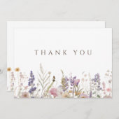 サンキューカードシンプルボホワイルドフラワーホワイト サンキューカード (正面/裏面)