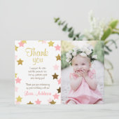 サンキューカードスターズピンク金ゴールドグリッターガール サンキューカード (スタンド正面)