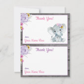 サンキューカードゾウントピンクイエロー紫 招待状 (正面)