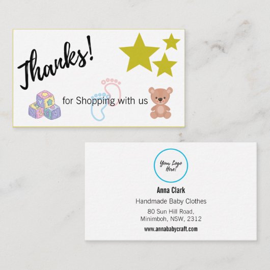 サンキューカードテンプレートショップパッケージ挿入カード 名刺 (正面/裏面)