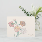 サンキューカードノートタンベージュカーネーションフラワー サンキューカード (スタンド正面)