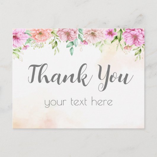 サンキューカードバラフローラ（水色） ポストカード (正面)