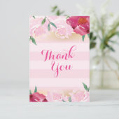 サンキューカードピンクの花とストライプ サンキューカード (スタンド正面)