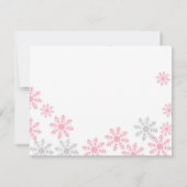 サンキューカードピンクシルバーの冬の雪片 サンキューカード (裏面)