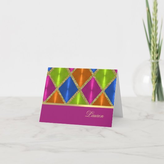 サンキューカードピンクブルーグリーンオレンジダイヤモンド サンキューカード (正面)