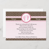 サンキューカードピンク色の赤ちゃんシャワー 招待状 (正面/裏面)