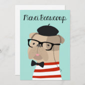 サンキューカードフランスのイン – フランスのブルドッグメルシ サンキューカード (正面/裏面)