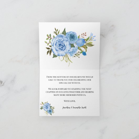 サンキューカードブルーフローラ結婚の折り畳み サンキューカード (内部)