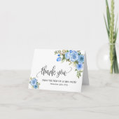 サンキューカードブルーフローラ結婚の折り畳み サンキューカード (正面)
