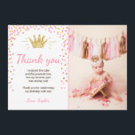 サンキューカードプリンセス誕生日金ゴールドピンク サンキューカード<br><div class="desc">♥お客様の感謝してい誕生日パーテ来ィーに最適な方法！小さなプリンセステーマピンクと金ゴールド、紙吹雪と王冠。</div>