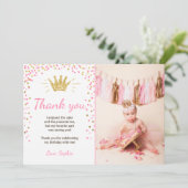 サンキューカードプリンセス誕生日金ゴールドピンク サンキューカード (スタンド正面)