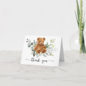 サンキューカードベア緑の赤ちゃんシャワー折り畳み サンキューカード (正面)