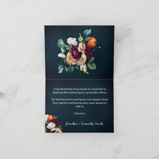 サンキューカードワインネイビーブルゴーニュウェディングシャワー サンキューカード (内部)