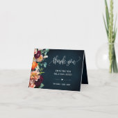 サンキューカードワインネイビーブルゴーニュウェディングシャワー サンキューカード (正面)