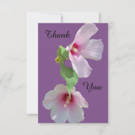 サンキューカード上の2つのピンクのハイビスカスの花の写真 サンキューカード