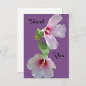 サンキューカード上の2つのピンクのハイビスカスの花の写真 サンキューカード (正面/裏面)