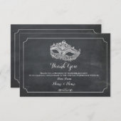 サンキューカード仮装マスクパーティーシルバー 招待状 (正面/裏面)