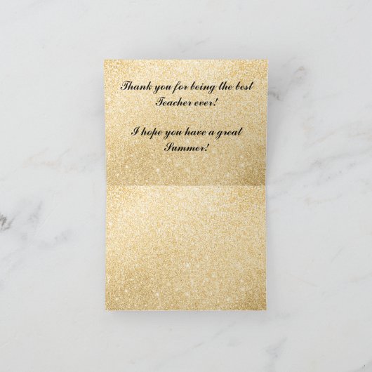 サンキューカード先生エレガント金ゴールドデザイン サンキューカード (内部)