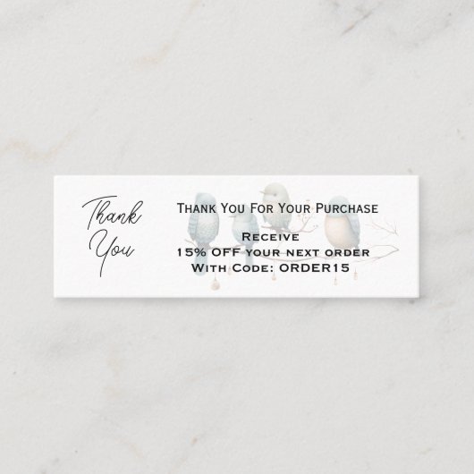 サンキューカード割引コードQRパッケージ挿入 スキニー名刺 (正面)