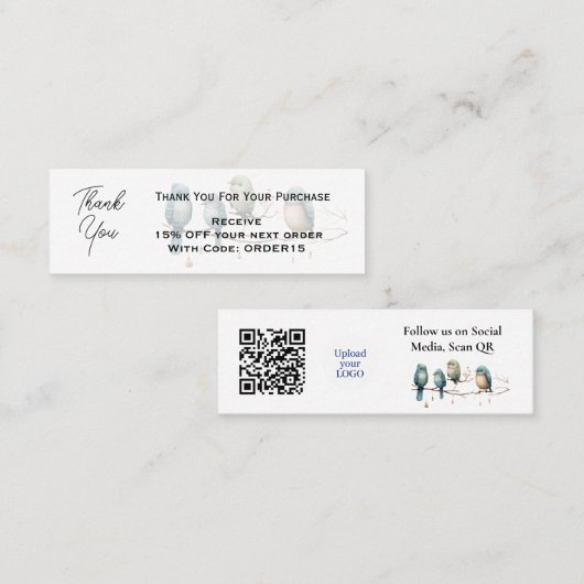 サンキューカード割引コードQRパッケージ挿入 スキニー名刺 (正面/裏面)