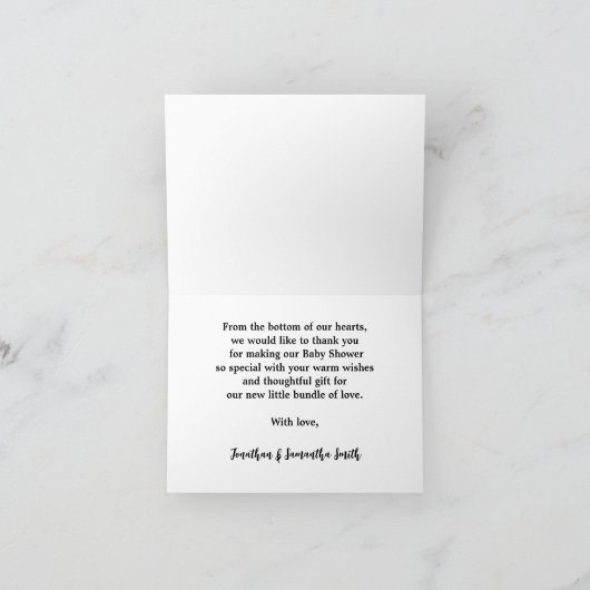 サンキューカード女性のカーボーイピンクベビーシャワー サンキューカード (内部)