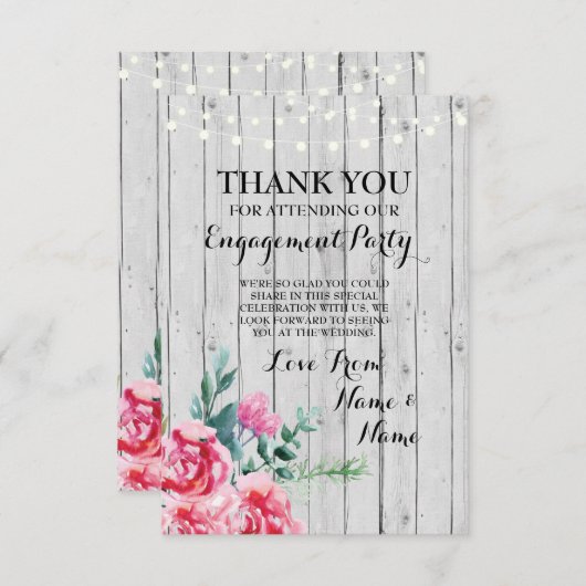 サンキューカード婚約結婚ズウッドレッドフローラ 招待状 (正面/裏面)