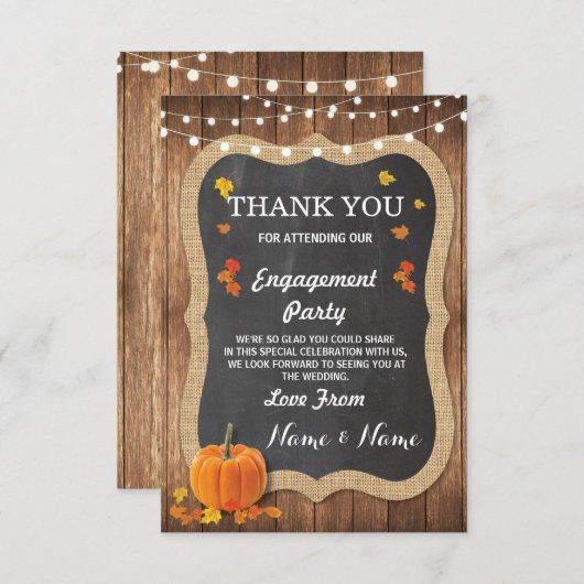 サンキューカード婚約結婚ズパンプキンチョーク 招待状 (正面/裏面)