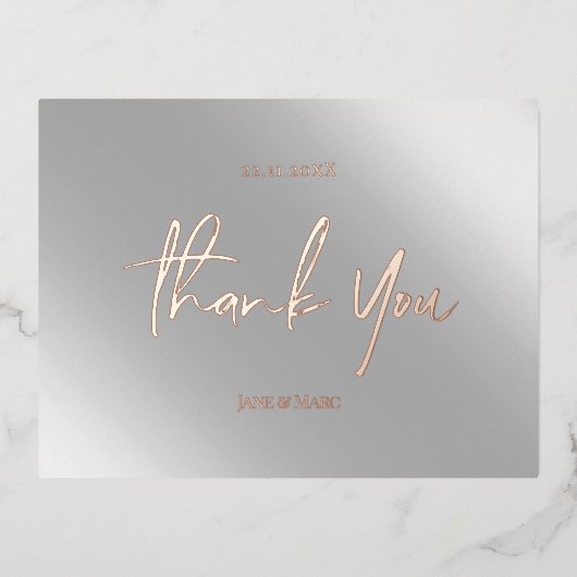 サンキューカード実在ホイルピンクシルバー 箔シーズンポストカード (正面)