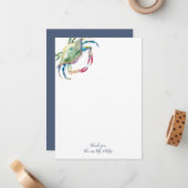 サンキューカード水彩ブルーカニ ノートカード (正面/裏面インサイチュ)