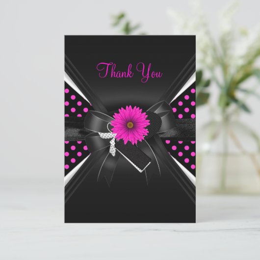 サンキューカード水玉模様白黒ピンク サンキューカード (スタンド正面)