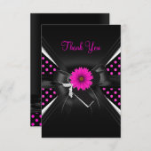 サンキューカード水玉模様白黒ピンク サンキューカード (正面/裏面)