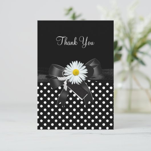 サンキューカード水玉模様白黒花 サンキューカード (スタンド正面)