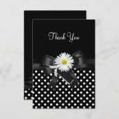 サンキューカード水玉模様白黒花 サンキューカード (正面/裏面)