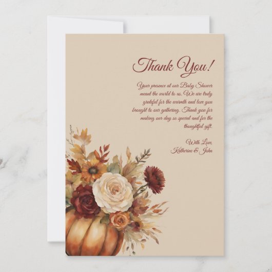 サンキューカード水色のカボチャと花 招待状 (正面)