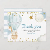 サンキューカード熱気球の動物の赤ちゃんシャワー サンキューカード (正面/裏面)