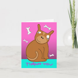 サンキューカード犬の青いピンク サンキューカード