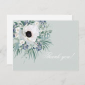 サンキューカード白アネモネセージグリーン ポストカード (正面/裏面)