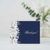 サンキューカード白花桜ネイビーブルー ポストカード (スタンド正面)