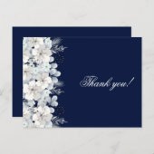 サンキューカード白花桜ネイビーブルー ポストカード (正面/裏面)