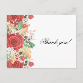 サンキューカード紅薔薇の秋紅葉 ポストカード