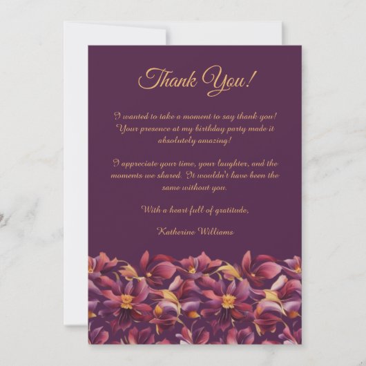 サンキューカード紫色の花 –  招待状 (正面)