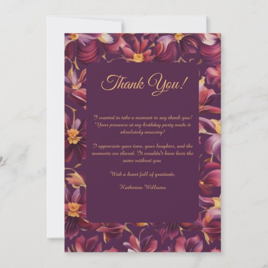 サンキューカード紫色の花 –  招待状 (正面)