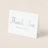 サンキューカード結婚のカップルネームのスクリプトハート 箔カード (正面)