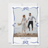 サンキューカード結婚写真の波状のボーファンシーウ サンキューカード (正面)