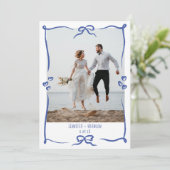 サンキューカード結婚写真の波状のボーファンシーウ サンキューカード (スタンド正面)