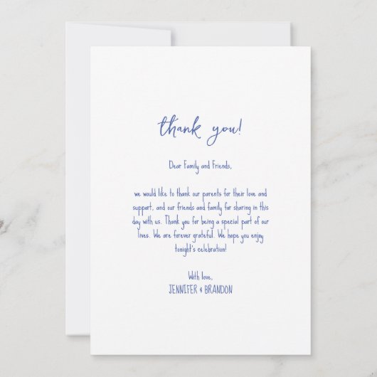 サンキューカード結婚写真の波状のボーファンシーウ サンキューカード (裏面)