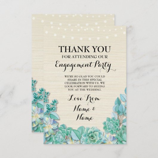 サンキューカード結婚婚約多肉性フローラ 招待状 (正面/裏面)